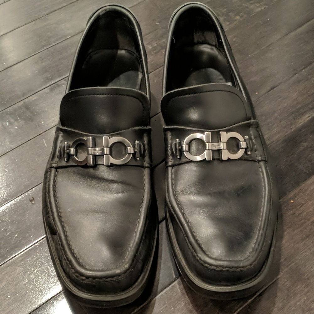 Ferragamo black leather loafers